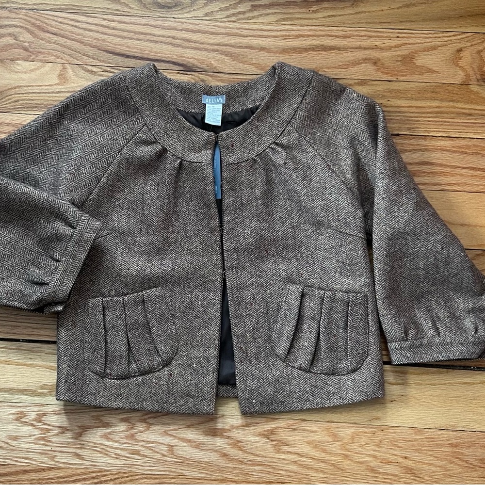 Delia’s cropped wool jacket.